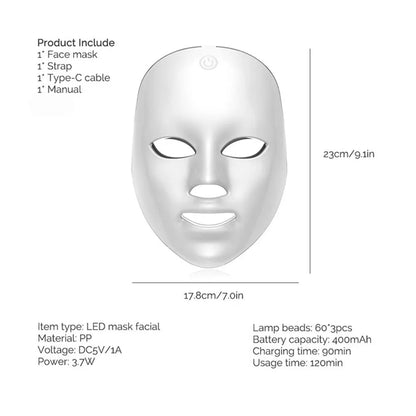 Roseora GlowMask Pro – 7 Color LED Skin Therapy Mask
