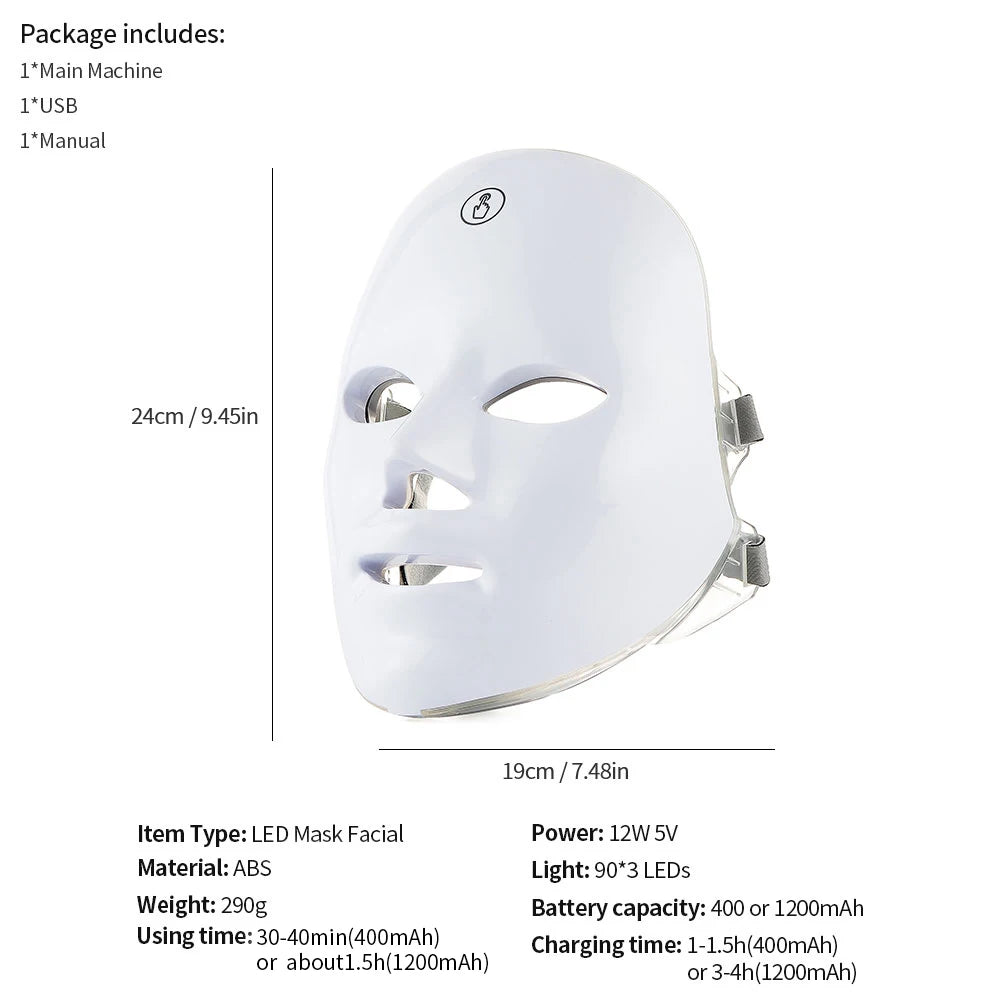 Roseora GlowMask Pro – 7 Color LED Skin Therapy Mask